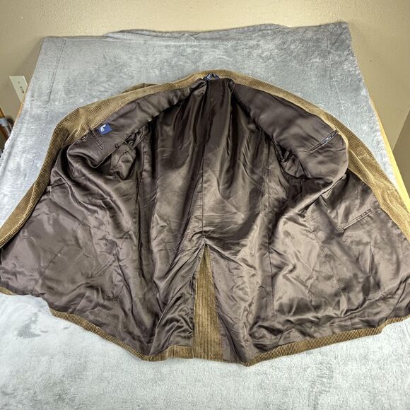 Stafford Blazer Mens 48L Brown Corduroy Two Button Notch Lapel Sport Coat Lined - Picture 3 of 12